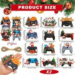 24 Pcs Christmas Video Game Controller Ornament Wooden Ornaments for Christmas Tree Gaming Christmas Ornaments Video Game Christmas Ornament Gamer Hanging Decoration Gift for Xmas Video Game Lovers