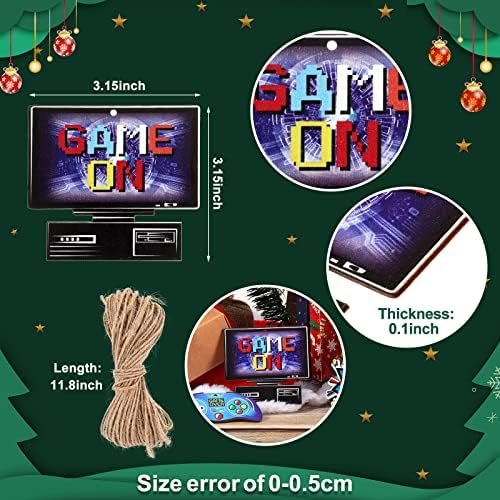 27 Pcs Christmas Video Game Controller Video Game Ornaments Wooden Game System Controller Game Hanging Tag Ornament Christmas Tree Ornament Set for Video Game Christmas Party (Stylish Style)