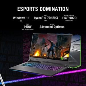 ASUS ROG Strix G17 (2023) Gaming Laptop, 17.3” QHD 240Hz, GeForce RTX 4070, AMD Ryzen 9 7945HX, 16GB DDR5, 1TB PCIe SSD, Wi-Fi 6E, Windows 11, G713PI-DS94 Eclipse Gray