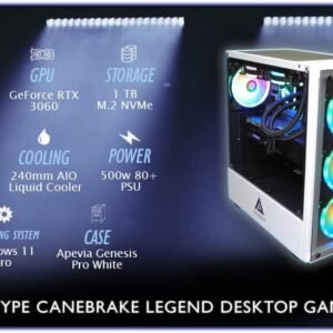 Cobratype Canebrake Gaming PC – Intel Core i7-12700F, RTX 3060, Liquid Cooled, 16GB DDR4 RAM, 1TB NVMe, Windows 11 – Gaming Desktop