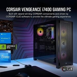 Corsair Vengeance i7400 Series Gaming PC – Liquid Cooled Intel® Core™ i5 12600KF CPU – NVIDIA® GeForce RTX™ 4060 GPU – 1TB M.2 SSD – 16GB Vengeance RGB DDR4 Memory – Black