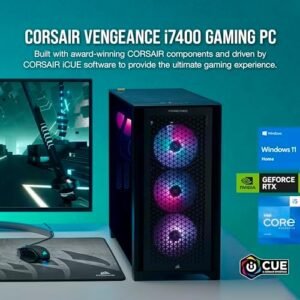 Corsair Vengeance i7400 Series Gaming PC – Liquid Cooled Intel® Core™ i5 13600K CPU – NVIDIA® GeForce RTX™ 4060 Ti GPU – 1TB M.2 SSD – 16GB Vengeance RGB DDR4 Memory – Black