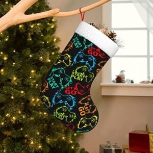 FFCrying Gamer Gifts Personalized Christmas Stocking Large Xmas Stockings Fireplace Hanging Stockings for Family Holiday Party Decorations