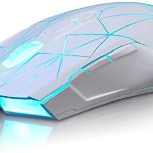 FIRSTBLOOD ONLY GAME. AJ52 Watcher RGB Gaming Mouse, Programmable 7 Buttons, Ergonomic LED Backlit USB Gamer Mice Computer Laptop PC, for Windows Mac Linux OS, Star White