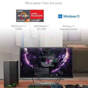 HP Pavilion Gaming Desktop, AMD Radeon RX 5500, AMD Ryzen 3 5300G Processor, 8 GB RAM, 512 GB SSD, Windows 11 Home, 9 USB Ports, Keyboard and Mouse Combo, Pre-Built PC Tower (TG01-2022, 2022)