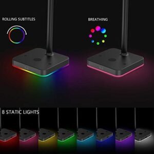 KAFRI RGB Headphone Stand with Wireless Charger Desk Gaming Headset Holder Hanger Rack with 10W/7.5W Fast Charge QI Wireless Charging Pad – Suitable for Gamer Desktop Table Game Earphone Accessories