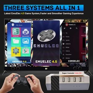 Kinhank Retro Game Console,Super Console CUBE X3 with 100000+Games,Retro Gaming Emulator Console with EmuElec 4.5/Android 9.0/CoreE,8K Output,2.4+5G,BT 4.0,Compatible with Most Emulators,Best Gifts