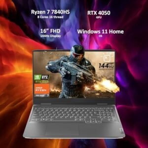 Lenovo LOQ 16″ 144Hz WUXGA Gaming Laptop, GeForce RTX 4050, AMD Ryzen 7 7840HS (> i7-12700H), 32GB DDR5 RAM, 2TB PCIe SSD, Webcam, Backlit Keyboard, RJ-45, Wi-Fi 6, Windows 11 Home, Grey