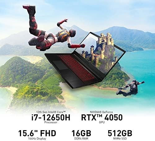 MSI Thin GF63 15.6″ 144Hz Gaming Laptop: 12th Gen Intel Core i7, NVIDIA GeForce RTX 4050, 16GB DDR4, 512GB NVMe SSD, Type-C, Cooler Boost 5, Win11 Home: Black 12VE-066US