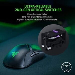 Razer Viper Ultimate Lightweight Wireless Gaming Mouse: Fastest Gaming Switches – 20K DPI Optical Sensor – Chroma Lighting – 8 Programmable Buttons – 70 Hr Battery – Classic Black