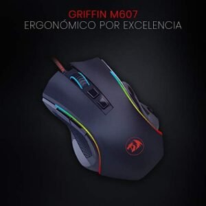 Redragon M602 RGB Wired Gaming Mouse RGB Spectrum Backlit Ergonomic Mouse Griffin Programmable with 7 Backlight Modes up to 7200 DPI for Windows PC Gamers (Black)