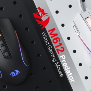 Redragon M612 Predator RGB Gaming Mouse, 8000 DPI Wired Optical Gamer Mouse with 11 Programmable Buttons & 5 Backlit Modes, Software Supports DIY Keybinds Rapid Fire Button, White