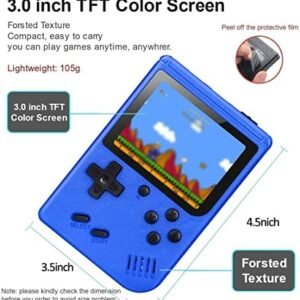 Retro Handheld Game Console ，Portable Retro Video Games Consoles 400 Classical FC Games-3.0 Inches Screen Rechargeable Battery Hand Held Classic System Retro Gray with Storage Case (Blue)