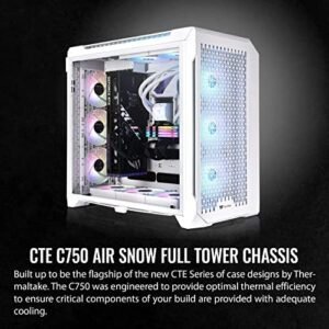 Thermaltake CTE C750 Air Snow E-ATX Full Tower with Centralized Thermal Efficiency Design; 3x140mm White CT140 Fans Pre-Installed; Tempered Glass Side Panel; Mesh Front Panel; CA-1X6-00F6WN-00; White