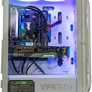 ViprTech Ghost 3.0 Liquid-Cooled PC – AMD Ryzen 5 5600X (12-Core 4.6Ghz), RTX 4060 8GB, 32GB DDR4 3200 RAM, 1TB NVMe SSD, VR-Ready, Streaming, WiFi, RGB, Win 11, Warranty, Gaming Desktop Computer