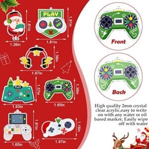 28 Pieces Christmas Video Game Controller Ornament Gamer Christmas Tree Ornaments Santa Claus Hanging Gaming Decorations for Kids Guys Stockings Stuffers, 7 Styles, 1.97 Inch