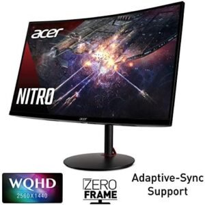 Acer Nitro XZ270U Pbmiiphx 27″” 1500R Curved WQHD (2560 x 1440) VA Zero-Frame Gaming Monitor with Adaptive-Sync Technology, 165Hz Refresh Rate, 1ms VRB, (Display Port & 2 x HDMI Ports), Black