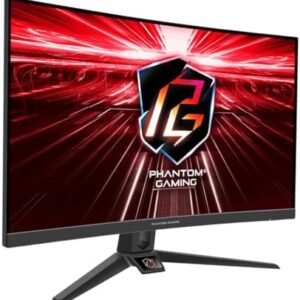 ASRock PG27F15RS1A Phantom Curved Gaming Monitor Bundle with Docztorm Dock, 27″ FHD VA (1920×1080) 240 Hz Display, 2 HDMI 2.0, 1 Display Port 1.2, Ideal for Home & Business, Black (2023 Latest Model)