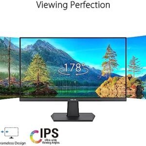 ASUS 27 Inch Monitor – 1080P, IPS, Full HD, Frameless, 100Hz, 1ms, Adaptive-Sync, for Working and Gaming, Low Blue Light, Flicker Free, HDMI, VESA Mountable, Tilt – VA27EHF,Black