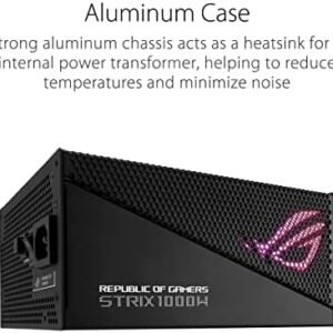 ASUS ROG Strix 1000W Gold Aura Edition (Fully Modular Power Supply, 80+ Gold Certified, ATX 3.0, Cybenetics Lambda A+ Certification, PCIe Gen 5.0 Ready, Axial-tech Fan, Aura Sync, 10-Year Warranty)