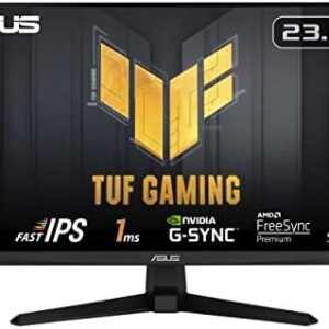 ASUS TUF Gaming 23.8” 1080P Monitor (VG249QM1A) – Full HD, Fast IPS, 270Hz, 1ms, Extreme Low Motion Blur, Speakers, 99% sRGB, G-Sync Compatible/FreeSync Premium, DisplayPort, HDMI,BLACK