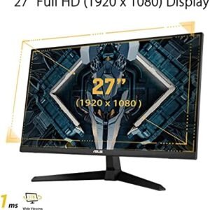 ASUS TUF Gaming 27″ 1080P Gaming Monitor – Full HD, 165Hz (Supports 144Hz), 1ms, Extreme Low Motion Blur, FreeSync Premium, Shadow Boost, Eye Care, HDMI, DisplayPort, Tilt Adjustable – VG277Q1A,Black