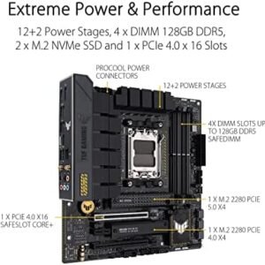 ASUS TUF GAMING B650M-PLUS WIFI Socket AM5 (LGA 1718) Ryzen 7000 mATX gaming motherboard(14 power stages, PCIe® 5.0 M.2 support, DDR5 memory, 2.5 Gb Ethernet, WiFi 6, USB4® support and Aura Sync)