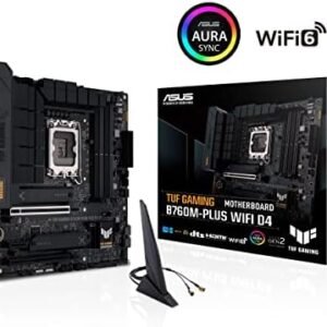 ASUS TUF GAMING B760M-PLUS WIFI D4 Intel(13th and 12th Gen)LGA 1700 mATX motherboard,PCIe 5.0,2xPCIe 4.0 M.2 slots,DDR4,WiFi 6,2.5Gb LAN,USB 3.2 Gen 2×2 Type-C,front USB 3.2 Type-C,Thunderbolt (USB4®)