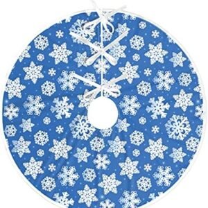 Christmas Tree Skirt Xmas Snowflake Winter Thick Tree Skirt for Holiday Party Christmas Tree Decorations Indoor Outdoor Blue and White 48 Inch