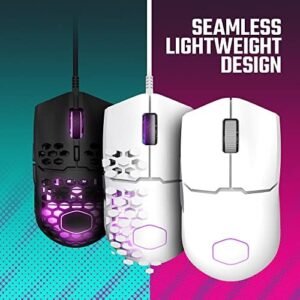 Cooler Master MM712 Wireless Gaming Mouse White with Adjustable 19,000 DPI, 2.4GHz and Bluetooth, Ultraweave Cable, PTFE Feet, RGB Lighting and MasterPlus+ Software