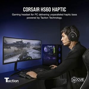 Corsair HS60 HAPTIC Stereo Gaming Headset with Haptic Bass – Taction Technology – Discord Certified – iCUE Compatible – PC – Carbon