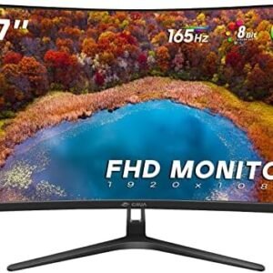 CRUA 27″ 144hz/165HZ Curved Gaming Monitor, Full HD 1080P 1800R Frameless Computer Monitors, 1ms(GTG) with FreeSync, Low Motion Blur, Eye Care, DisplayPort, HDMI, Support Wall Mount-Black