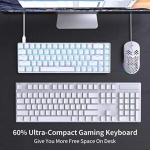 DIERYA T68SE 60% Gaming Mechanical Keyboard,Ultra Compact Mini 68 Key with Red Switches Wired Keyboard,Anti-Ghosting Keys, for Windows Laptops and PC Gamers,White