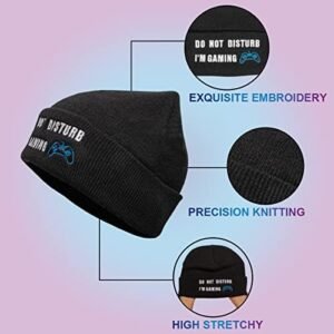 Do Not Disturb Gaming Socks, Black Beanie Baseball Cap Hat Valentines Fathers Day Gamer Gifts Christmas for Men Teenage Boys
