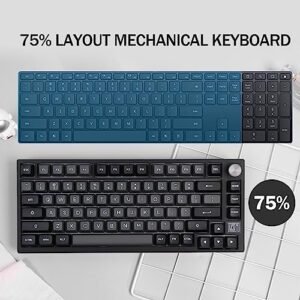 EPOMAKER TH80 SE Gasket 75% Hot Swap RGB 2.4Ghz/ Bluetooth 5.0/ Wired Mechanical Gaming Keyboard, NKRO with Poron/EVA Foam, 4000mah Battery, Knob Control for E-Sport/Windows/Mac(Flamingo Switch)