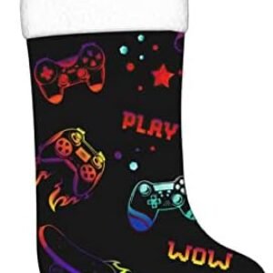 FFCrying Personalized Video Games Christmas Stockings Large 18″ Xmas Stockings Fireplace Hanging Stockings for Family Christmas Decorations