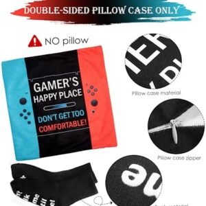 Gamer Gifts for Teenage Boys, Best Gaming Gifts for Men, Him, Gamers, Son,Husband, Boyfriend, Game Lover, Video Game Lover Gifts, Game Room Decor, Gamer Pillow Cover and Game Socks Gifts Set G001