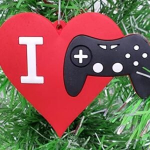 Gamer Ornament – I Love Gaming Heart Shaped Christmas Tree Ornament