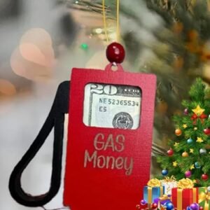 Gas Shopping Money Ornament,Funny Christmas Decorations,Funny Money Clip Ornament,Handmade Christmas Hanging Tree Ornament Pendant,Christmas Ornaments That Hold Cash,Wooden Mini Cake Xmas Ornaments