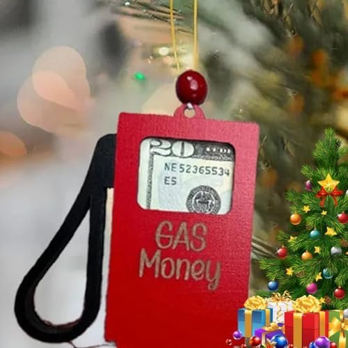 Gas Shopping Money Ornament,Funny Christmas Decorations,Funny Money Clip Ornament,Handmade Christmas Hanging Tree Ornament Pendant,Christmas Ornaments That Hold Cash,Wooden Mini Cake Xmas Ornaments