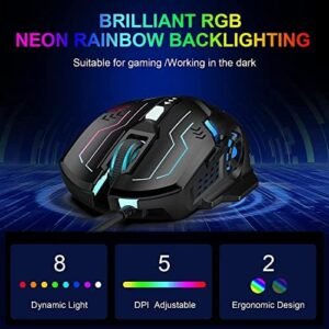 GK-XLI RGB USB Gaming Mouse, Wired with Chroma Backlight Mode, Adjustable High-Precision DPI Ergonomic Mice For PC, Computer, Laptop for Gamers