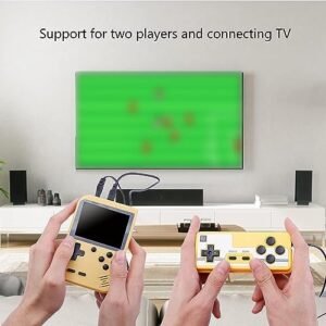Handheld Game Console, Kyadeys Portable Retro Game Console with 500 Classical FC Games,3.0-Inches Display,Built-in 1020mAh Rechargeable Battery Support for Connecting TV and Two Players (Yellow)