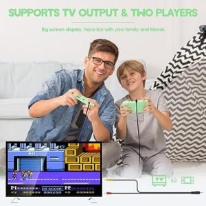 Handheld Game Console, Retro Video Game with 500 Classic FC Games,3 Inch Screen & 1000mAh Rechargeable Battery Portable Mini Game Console Support TV Connection & 2 Players for Kids Adults (Green)
