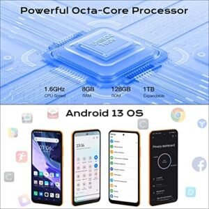 HOTWAV Note 12 Cell Phone Unlocked Android 13, 48+16MP Camera 8+128GB/1TB Expandable Mobile Phones, 6180mAh Battery 6.8″ HD+ 4G Dual SIM Smartphone – Face ID/Fingerprint Unlock/NFC/GPS/20W Fast Charge