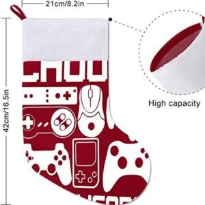 HWHREN Your Weapon Gamer Christmas Stocking,16.5 Inch Santa Christmas Stockings Fireplace Hanging Stockings for Family Decoration Xmas Holiday Season Decor