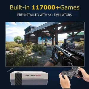 Kinhank Video Games Consoles 256G, Super Console X Cube Retro Game Console with 117000+ Classic Games, 4 USB Port,Up to 5 Players, 2 Wireless Game Controllers