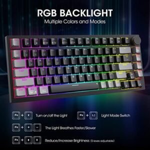 KOORUI Gaming Keyboards, 82 Keys Mechanical Keyboard 26 RGB Backlit Compatible Bluetooth/2.4Ghz/USB Rechargeable 4000mAh Battery with Brown Switch Gamer Keyboards for Windows MacOS Linux