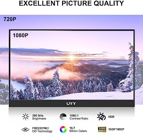 Latest Portable Monitor 15.6″ Ultra-Thin FHD 1080P 2023 Travel IPS Monitor HDR Gaming Monitor with Smart Cover Dual Speakers USB-C Type-C for | Laptop| PC| Phone| Mac| PS| Game Console| Switch