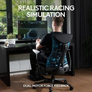 Logitech G29 Driving Force Racing Wheel and Floor Pedals, Real Force Feedback, Stainless Steel Paddle Shifters, Leather Steering Wheel Cover for PS5, PS4, PC, Mac – Black