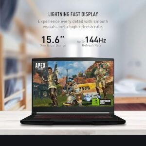 MSI 2023 Newest GF63 Thin Gaming Laptop, 15.6″ FHD 144Hz Display, Intel Core i5-11400H up to 4.5GHz, NVIDIA GeForce RTX 3050, 16GB RAM, 512GB SSD, Wi-Fi 6, Backlit Keyboard, Windows 11 Home